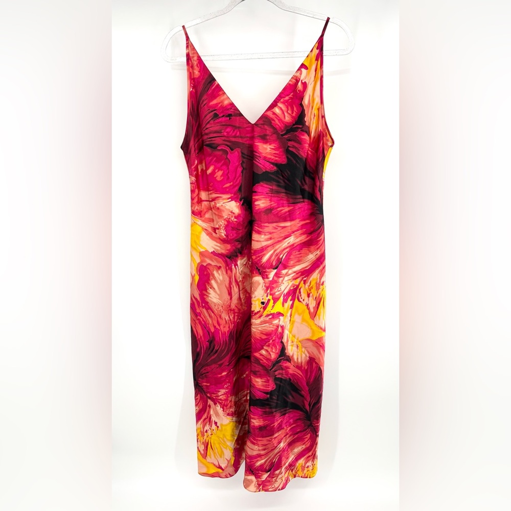 Vintage Satin Slip Dress Lingerie Maxi Size Medium Red Sunset Sexy Glam Fire